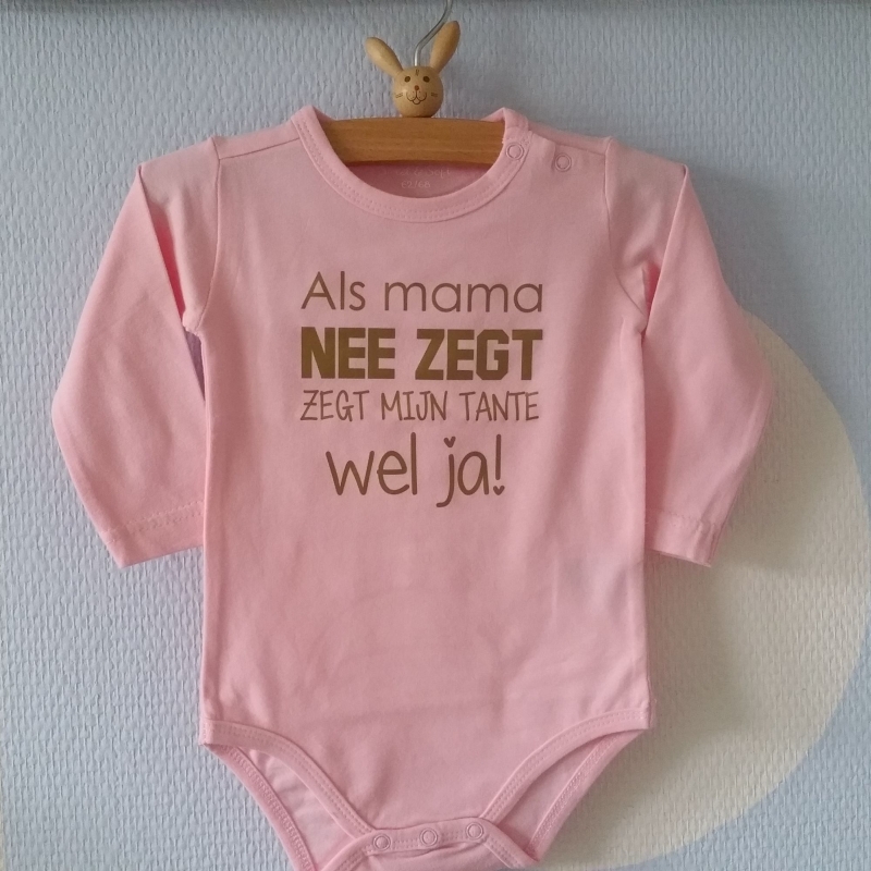 Beste Baby Rompertje roze met grappige leuke tekst Als mama nee zegt JX-98