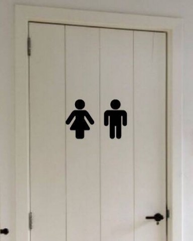 man vrouw symbool logosticker toilet