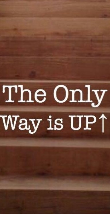 Trapsticker The only Way is up met pijl