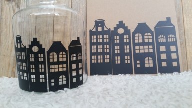 Setje stickers huisjes  grachtenhuisjes grachtenpanden grachtenhuizen zwart