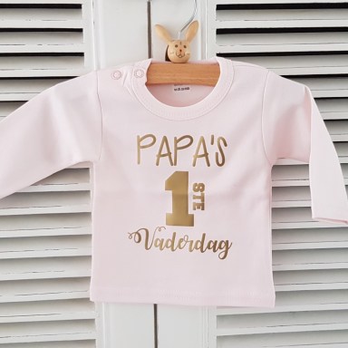 shirt, vaderdag, tekst, eerste, papa, roze, goud