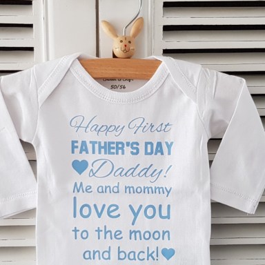 Romper, eerste, vaderdag, papa, Happy, first, fathersday, daddy, mommy, love, moon, back