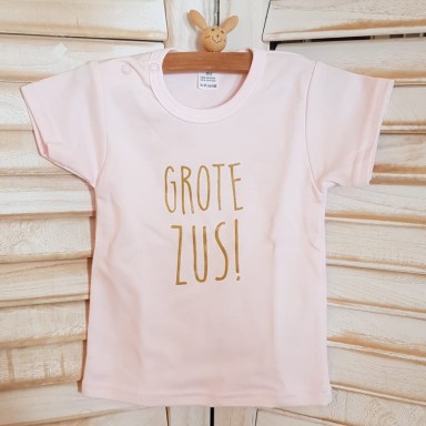   Shirt met tekst - grote zus roze goud