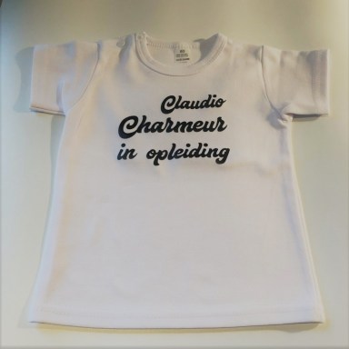 Shirtje Charmeur in opleiding kan met naam erboven