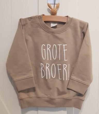 beige, sweater, trui, grote, broer